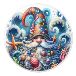 Beach Gnomes Ceramic Knob