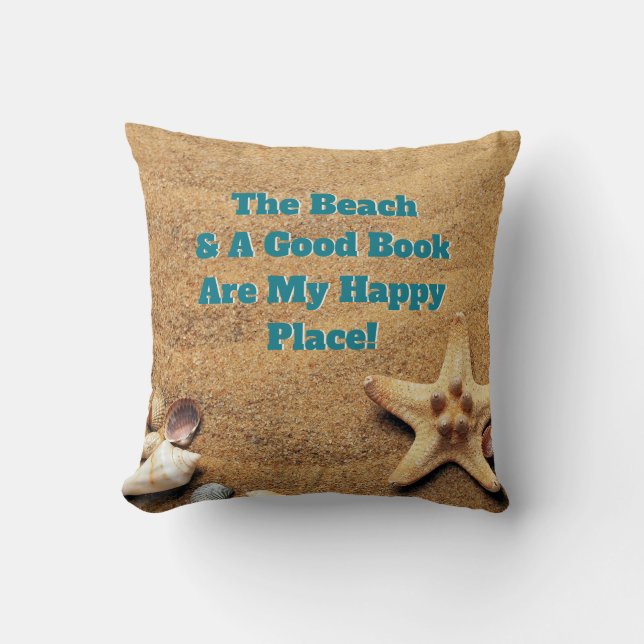 Beach Good Book Throw Pillow (Front)