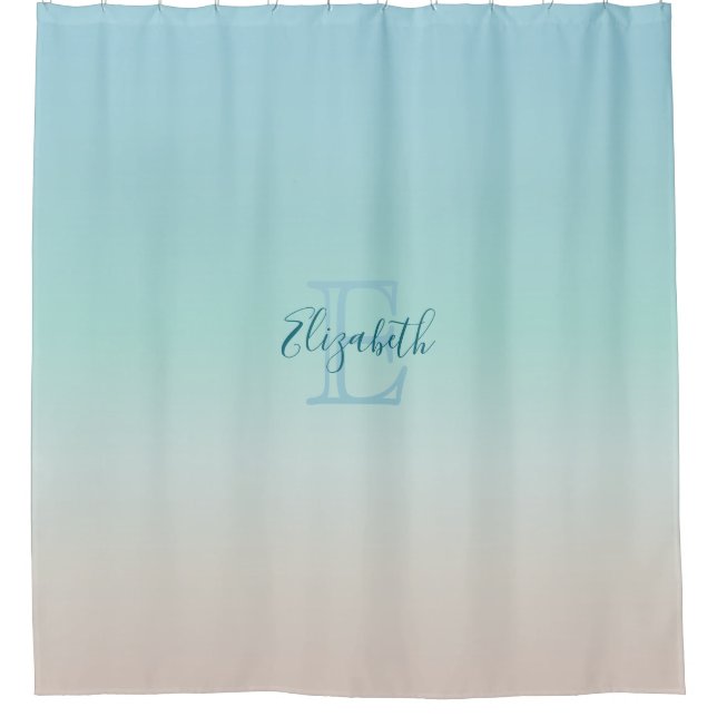 Beach Gradient | Turquoise Minimalist Monogram (Front)