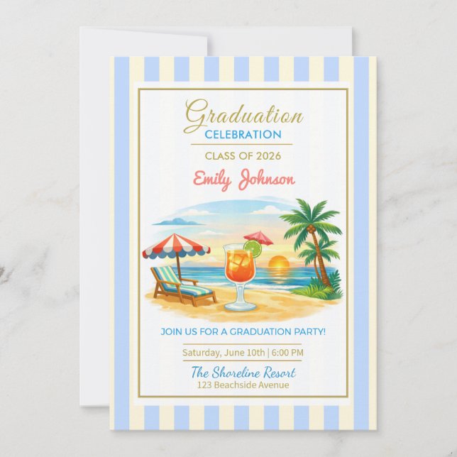 Beach Graduation Celebration | Class of 2026 Invitation (Front)