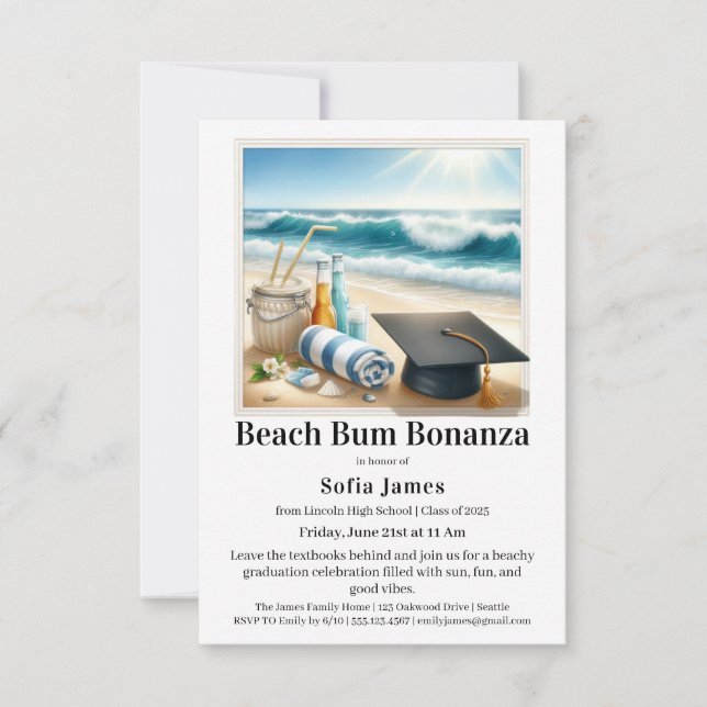 Beach Graduation Party Invitation (Devant)