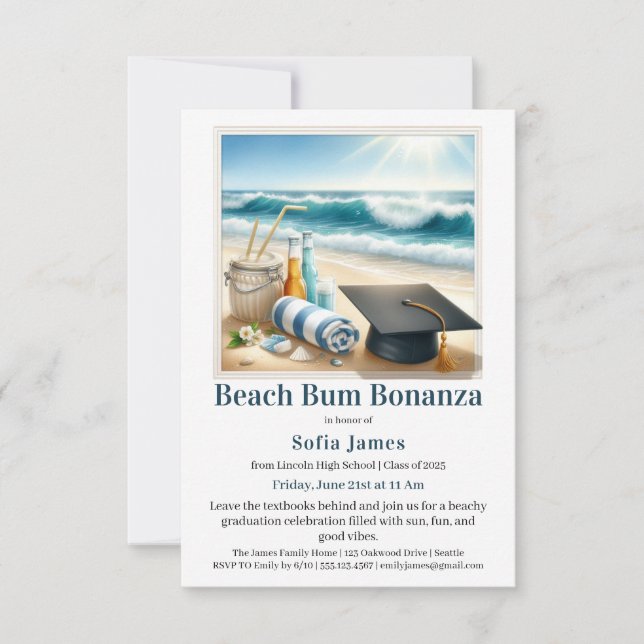 Beach Graduation Party Invitation (Front)