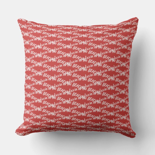 BEACH Graphics Red Outdoor Throw Pillow (Front)