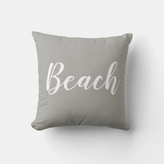 Beach Grey White Throw Pillow