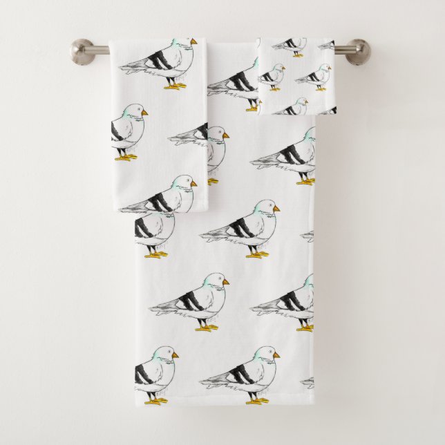 Beach Gull Seagull New York City Pigeon Bird Bath Towel Set (Insitu)