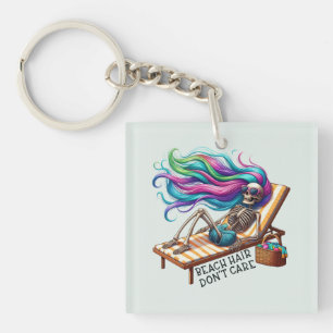 Beach Hair Don't Care - Skeleton  Keychain
