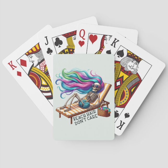 Beach Hair Don't Care - Skeleton  Playing Cards (Back)