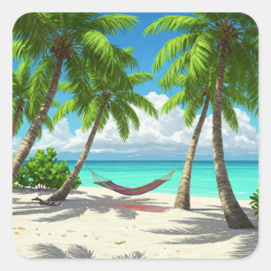 Beach Hammock Turks and Caicos Travel Square Sticker