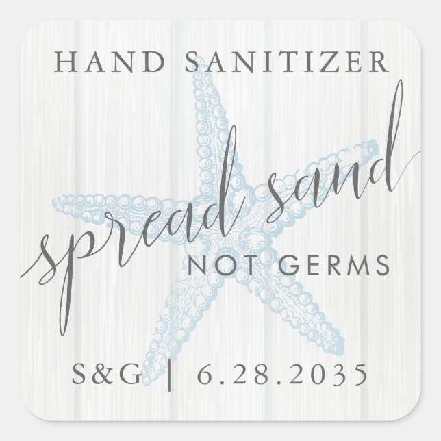 Beach Hand Sanitizer Favour Spread Sand Not Germs Square Sticker (Front)
