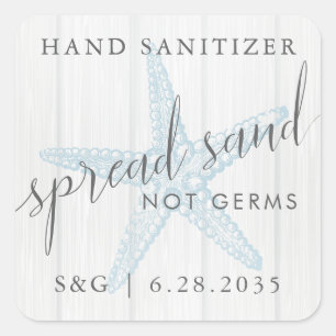 Beach Hand Sanitizer Favour Spread Sand Not Germs Square Sticker