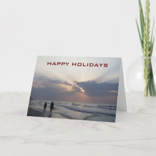 BEACH HAPPY HOLIDAYS=BE WARM/MERRY AND ENJOY! HOLIDAY CARD