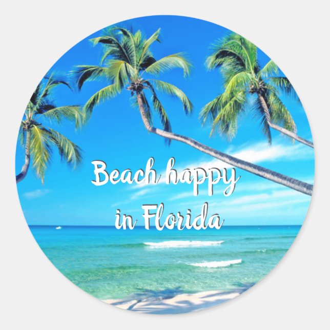 Beach happy in Florida magnet Classic Round Sticker (Front)