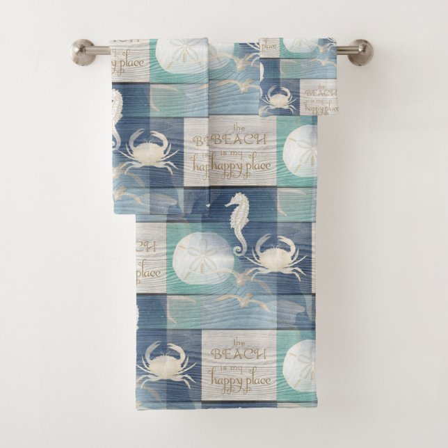 Beach Happy Place Blue Aqua Sea Towel Set (Insitu)