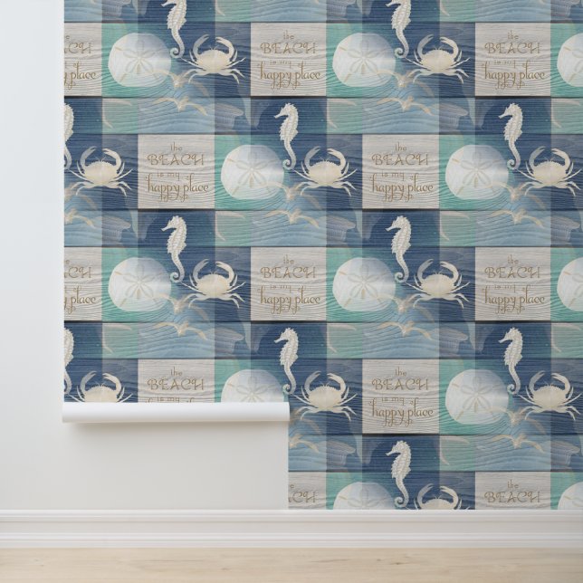 Beach Happy Place Blue Aqua Wallpaper (Application)