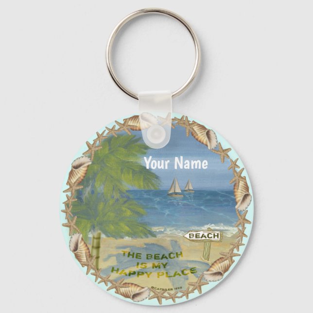 Beach Happy Place Keychain (Front)