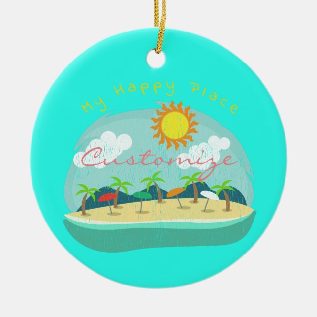 Beach Happy Place Thunder_Cove Ceramic Ornament (Front)