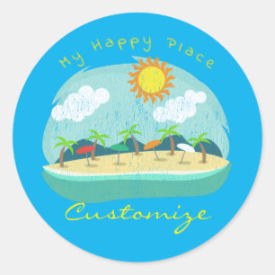 Beach Happy Place Thunder_Cove Classic Round Sticker