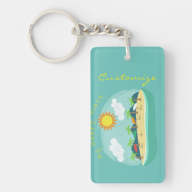 Beach Happy Place Thunder_Cove Keychain (Front)
