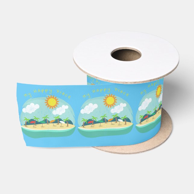 Beach Happy Place Thunder_Cove Satin Ribbon (Spool)