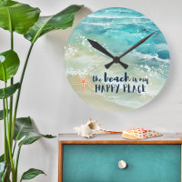 Beach Happy Place Watercolor Ocean Waves Coastal