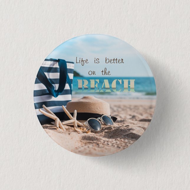 Beach Hat,Sunglasses,Bag,Sea stars 1 Inch Round Button (Front)