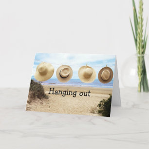 BEACH HATS ON THE LINE AT THE BEACH BIRTHDAY CARD