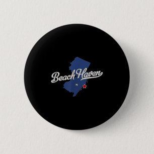 Beach Haven New Jersey Nj Map 2 Inch Round Button