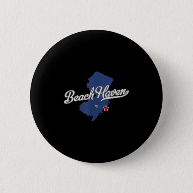 Beach Haven New Jersey Nj Map  2 Inch Round Button (Front)