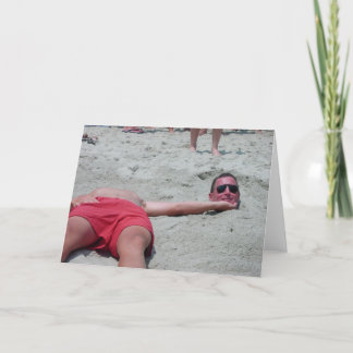 Beach Head Funny Vacation Greeting Card (Blank)