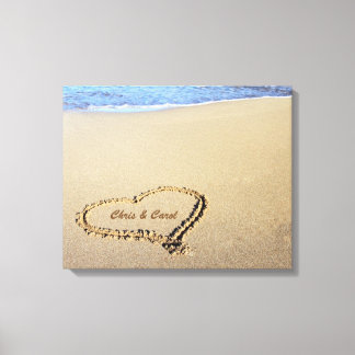 Beach Heart Canvas Print w/ Custom Names
