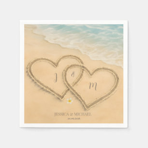 Beach Heart Custom Wedding Sand & Sea Napkin