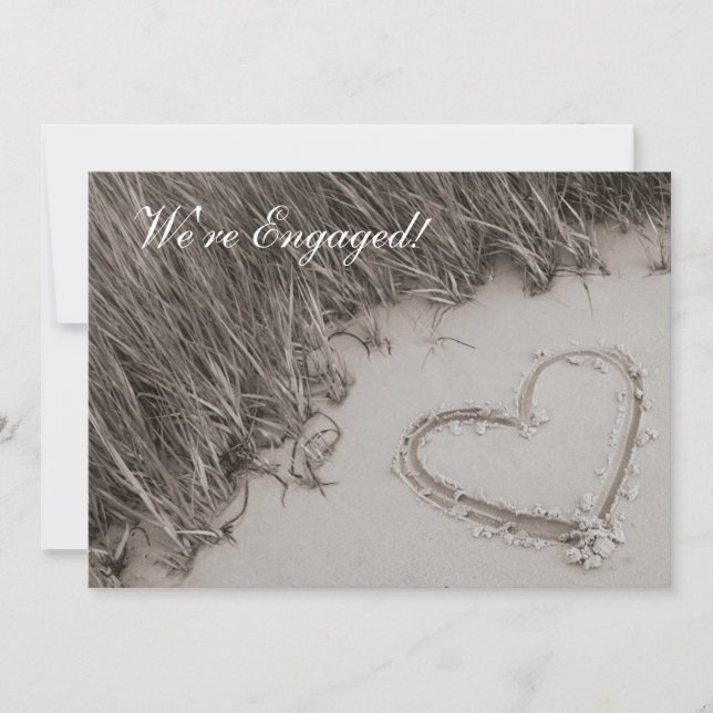 Beach Heart Sepia Engagement Announcement (Front)