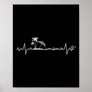 Beach Heartbeat Vacay Casual Summer Women Men Vaca Poster
