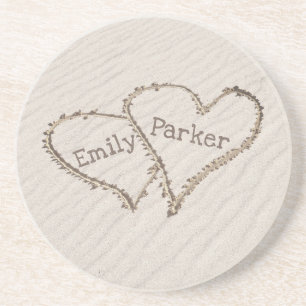 Beach Hearts in Sand Coaster