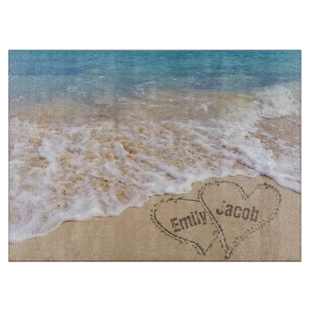 Beach Hearts In Sand Cutting Board (Front)