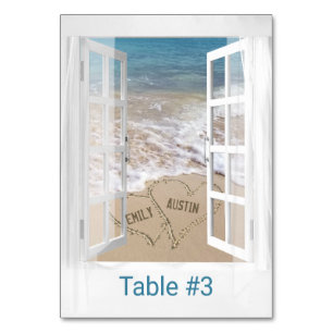 Beach Hearts in Window Table Number