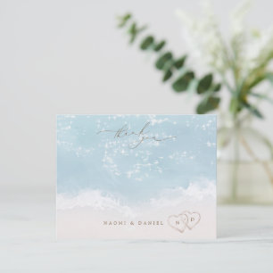 Beach Hearts Thank You Personalized Stationery Card