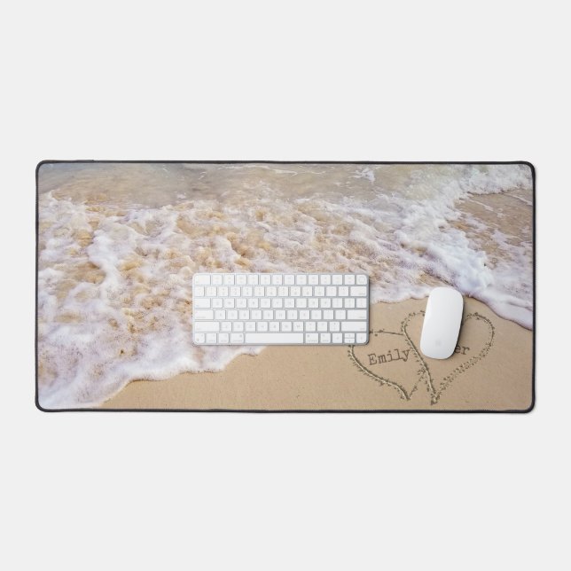 Beach Hearts With Names Desk Mat (Keyboard & Mouse)
