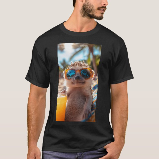 Beach hedgehog with cool glasses T-Shirt (Front)