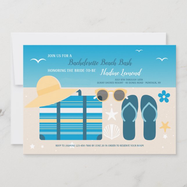 Beach Holiday Bachelorette Party Invitations (Front)
