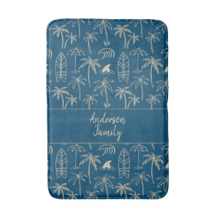 Beach holiday pattern and your name in beige bath mat