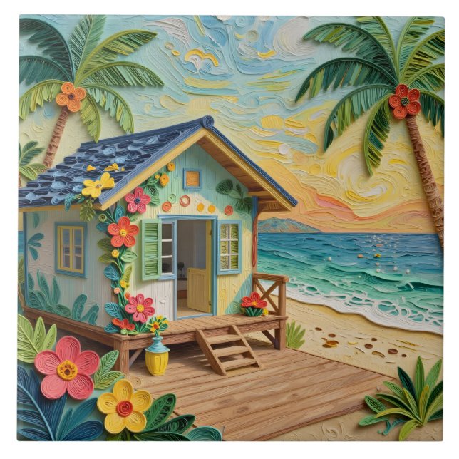 Beach Home Oceanic Coastal Art Tile (Front)