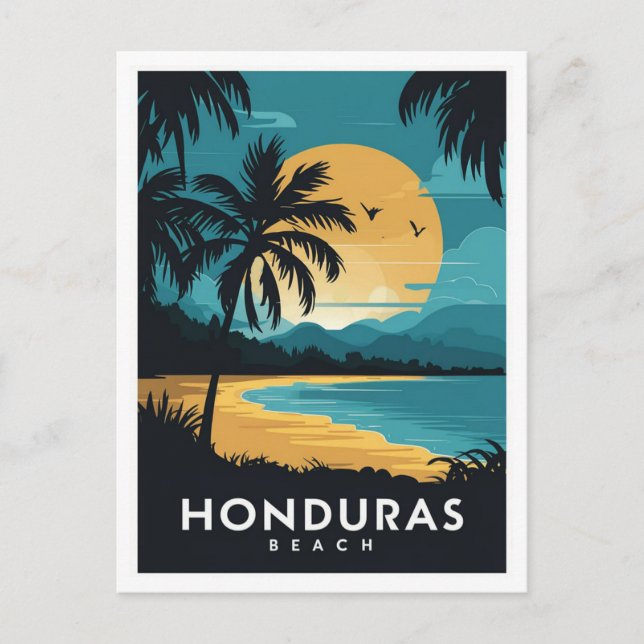  Beach Honduras  Retro Travel Postcard (Front)
