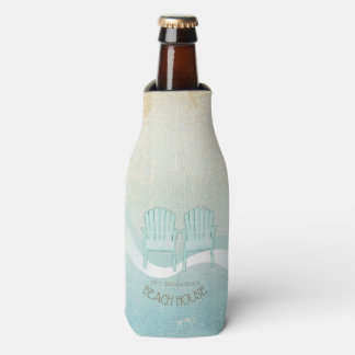 Beach House Adirondack Chairs Aqua Blue ID623 Bottle Cooler