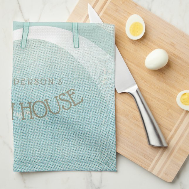 Beach House Adirondack Chairs Aqua Blue ID623 Kitchen Towel (Quarter Fold)