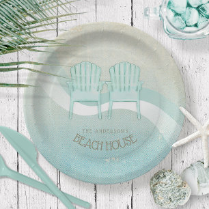 Beach House Adirondack Chairs Aqua Blue ID623 Paper Plate
