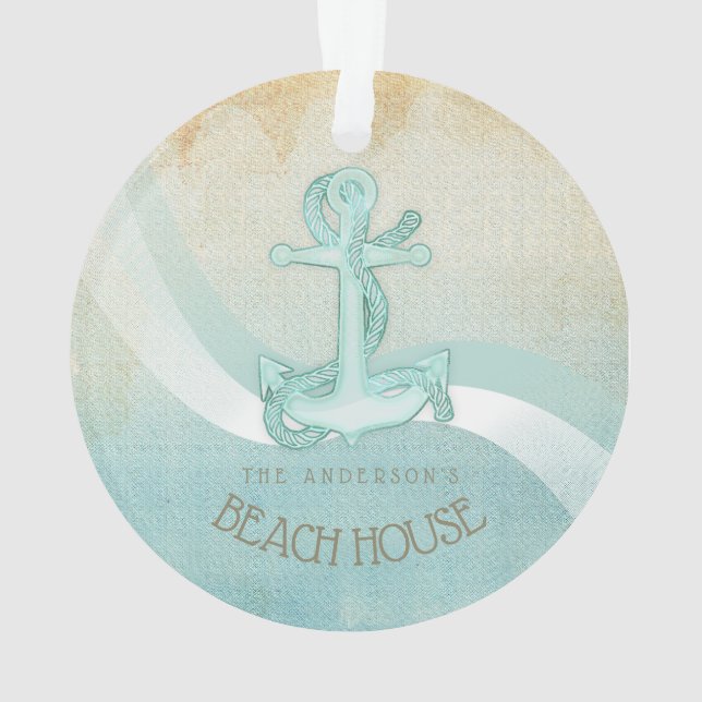 Beach House Ancre nautique et corde Aqua ID623 (dos)