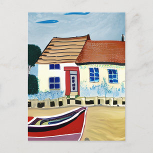 Beach House and Boat Keeping in Touch Postcard