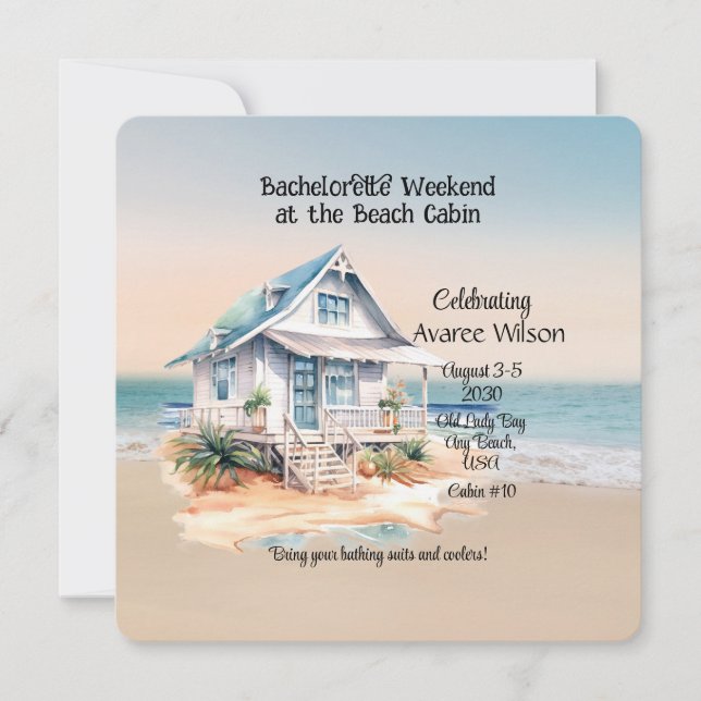 Beach House Bachelorette Party Invitation (Front)