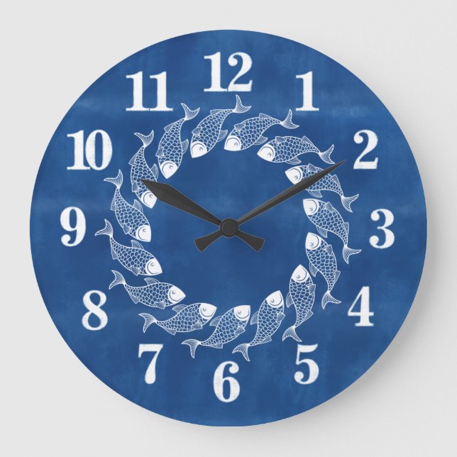 Beach House Blue Fish Grande horloge (Recto)
